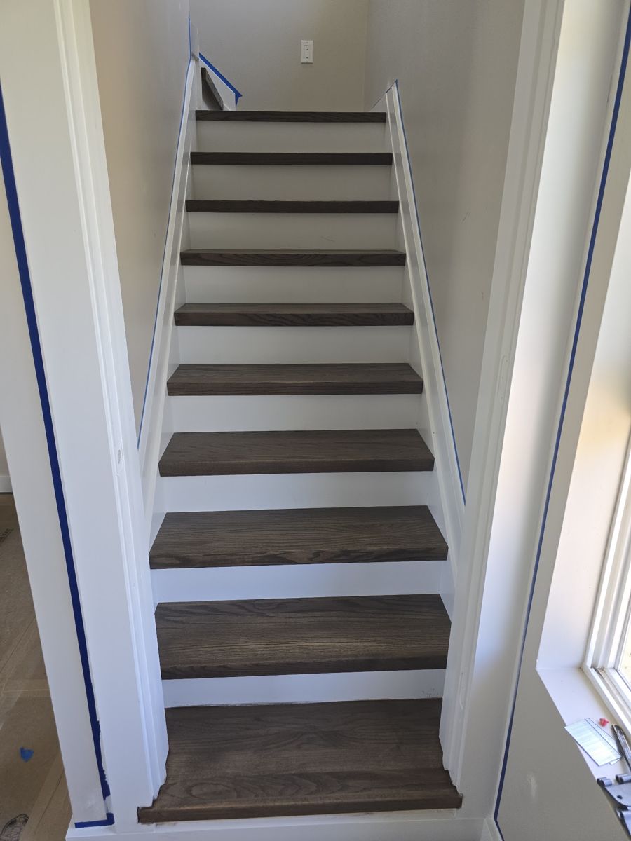 Long run of new concrete steps
