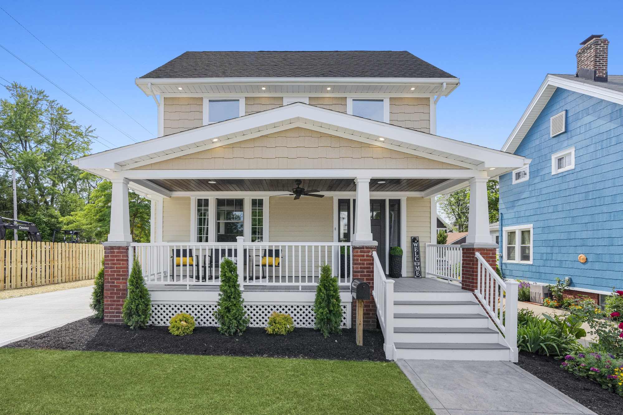 Front porch steps and walkway at a North Royalton home